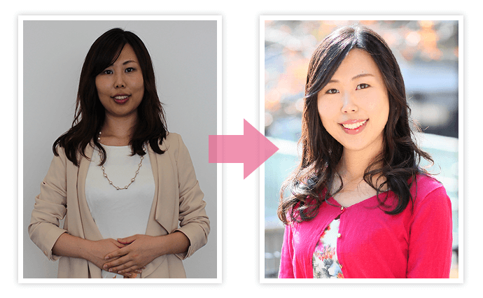 お見合い写真のBEFORE/AFTER例