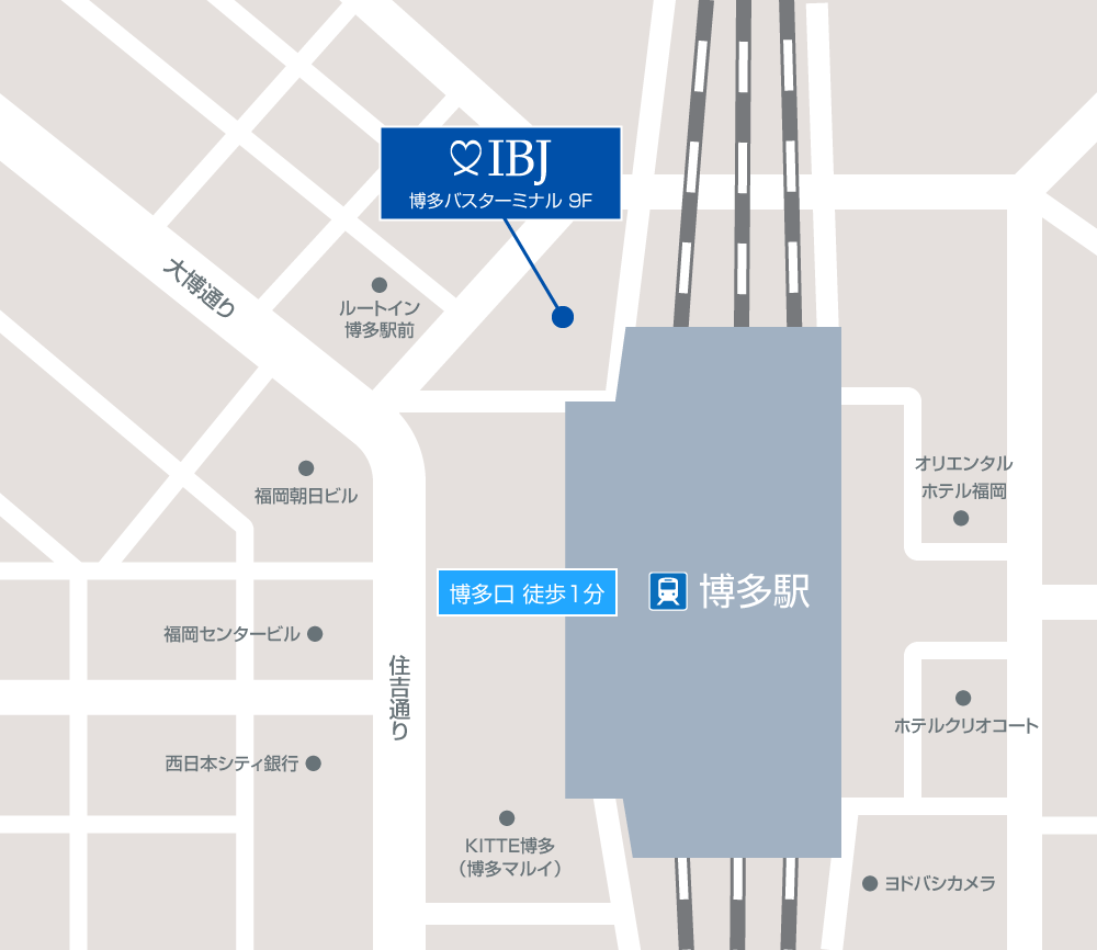 IBJ福岡店（博多バスターミナルビル）へのアクセスマップ