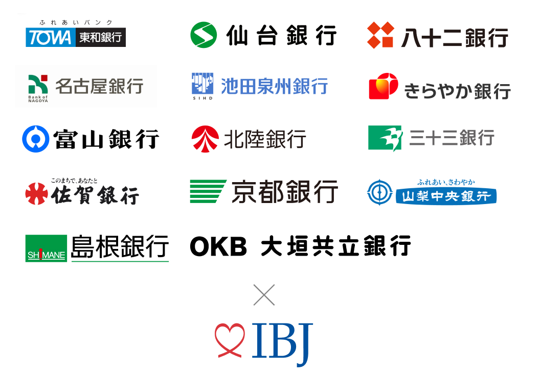 IBJと地方銀行の業務提携を示すロゴ一覧